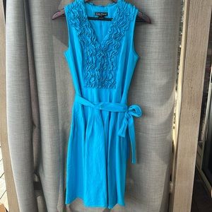 Jessica Howard ruffled full skirt lined linen blend midi dress. SIze 6